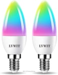 LVWIT E14 Smart Candle Bulb Screw, 5W E14 WiFi RGB Smart Bulb,470Lm,Replace 40 2