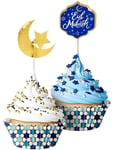 20 st Cupcakeformar med 20 st Tårtdekorationer - Eid Mubarak