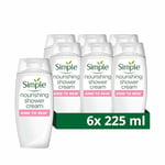 Simple Kind to Skin Nourishing Shower Cream Body Wash shower gel with vitamins and natural geranium oil for gentle skin care 6x 225 ml