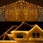 PhilzOps Rideaux Lumineux Extérieur 240 LED 7M Guirlande Lumineuse Rideau 8 Modes Étanche Illumination Noel Intérieur pour Decoration Balcon Fenêtre Patio Mariage Anniversaire Maison, Blanc Chaud