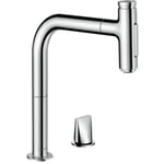 hansgrohe Metris Select M71 Mitigeur de cuisine 2 trous 200, avec douchette extractible 2 jets, sBox, chromé, 73818000