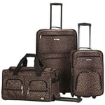 Rockland Lot de 3 valises Transparentes, léopard, Taille Unique, Vara Softside Lot de 3 valises Droites