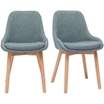 Miliboo - Chaises scandinaves en tissu vert de gris et bois clair massif (lot de 2) holo