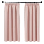 PONY DANCE Blackout Curtains Pencil Pleat - W46 X L54 Blush Pink Kids Bedroom Blackout Curtains for Room Darkening Elegant Decorative Drapes for Small Window/Boy's Room, 2 Panels