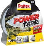 Pattex Power Tape, Ruban adhésif transparent de 10m, extra fort pour charges lourdes, Bande adhésive toilée tous supports, Rouleau adhésif étanche