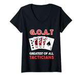 Womens GOAT card game saying GOAT - Greates of all tacticians Poker V-Neck T-Shirt