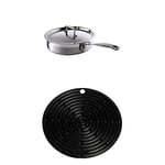 Le Creuset 3-Ply Stainless Steel Saute Pan with Lid, 24 cm and Silicone Cool Tool, 20.5 cm, Black