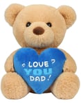 Love You Dad - Teddybjörn Nalle med Blått Hjärta 15 cm