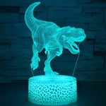 Dinosaurie Leksaker Nattlampa för Barn, Dinosaurie 3D Illusion Lampa Sovrumsdekorationer Sänglampa, med Fjärrkontroll & Smart Touch 16 Färger Dimbar T-rex...