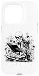 iPhone 15 Pro Skeleton Reading Book Floral Wisdom Funny Book Lover Case