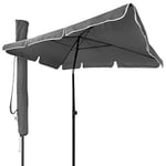 vounot Parasol Inclinable Rectangulaire 200x125cm 160gr/m2 avec Protection UV Hauteur 2m35 Toile Polyester Parasol Pliable pour Extérieur Inclus Housse de Protection Gris