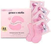 Grace & Stella - Masque Yeux [48 Paires, Rosa] Patch Yeux Anti Cernes en Gel- Réduit les Cernes Sous les Yeux, Yeux Bouffis, Anti Rides, Anti Poche Sous les Yeux - Vegan & Cruelty-Free, Soins des Yeux