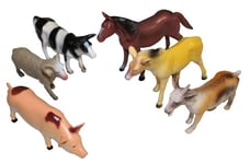 Idena 4329902 - Jeu de figurines avec 6 animaux de la ferme, en plastique, d'une hauteur d'environ 15 cm chacune, amusant pour la baignoire, le bac à sable, la chambre d'enfant et la chambre de bébé.