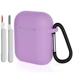 KOKOKA Coque Étui Protecteur Compatible avec AirPods 2 2019 avec Kit de Nettoyage, Housse en Silicone Anti-Choc Etui de Protection pour Airpods 2ᵉ Génération avec Mousqueton, Light Purple