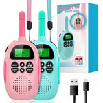 Rotationnel-Talkies Walkies Enfants, VOX Talkie Walkie Rechargeable avec Radio à 2 Voies 16 Canaux, Lampe de Poche LCD Rétro-éclairée, 3 KM pour