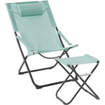 Tomra chaise longue avec tabouret chaise de plage pliante chaise de camping oreiller bleu - Svita