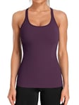 ATTRACO Gym Tops for Women Workout Tank Tops with Built in Bras Running Shirts Fit Sport Yoga Vest Top Workout Vest Dark Purple S