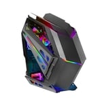 MARSGAMING MC-Titan, Boîtier Gaming RGB XXL ATX, Double Bande LED et Éclairage Frontal ARGB, Hub d'Éclairage + Télécommande, Compatible avec Cartes Mères ARGB, Support Refroidissement Liquide, Noir