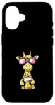 Coque pour iPhone 16 Girafe de ski avec bière | Apres Ski Comic