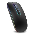 cimetech Souris sans Fil Rechargeable, Souris Bluetooth 5.1 USB 2.4GHz, 1000-1200-1600 DPI Réglable, Compatible avec MacBook/Tablette/iPad/Ordinateur Portable/PC/Notebook - Noir