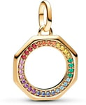 Pandora ME Charm médaillon Arc-en-ciel en métal plaqué or 14 carats avec cristal vert, rose, bleu, rouge, violet, orange et jaune