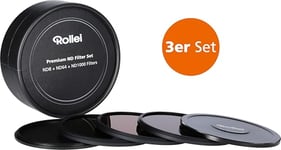 Rollei Kit Premium 3 Filtres ND - 1x Filtre ND 8 ND 64 ND 1000 pour Obtenir Une Photo avec Une Conservation maximale des Couleurs | Filtres en Verre Gorilla | Couvercle en Aluminium | 49mm