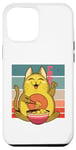 Coque pour iPhone 12 Pro Max Chat à jaune, souriant, ludique, bol japonais