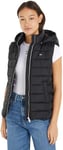 Tommy Jeans Veste sans Manches Femme Basic Hooded Vest Matelassée avec Capuche, Noir (Black), XXS