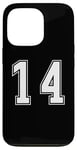 Coque pour iPhone 13 Pro Blanc Numéro 14 Équipe Junior Sports Uniforme Numéroté