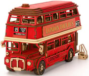 ROBOTIME Puzzle 3D Maquette Bus en Bois a Construire Adulte - Bus à Impériale de Londres Construction Bois Modelisme Maquette Adulte, Cadeaux pour Adultes Et Adolescents