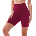 SINOPHANT Short Femme Sport été à Taille Haute Cycliste Legging Court Shorty Anti Frottement Cuisse Short sous Robe sous Jupe(L-XL,1 vin Rouge)