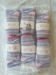 Girls - Elle - Flower & Stripe 3 Pack Socks - Lilac - Size 9-12 / Age 4-6