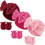 DRESHOW Bonnets de Naissance et Moufles de Protection Bébé Gants Bonnet Nouveau-né Bambin Doux Mignon Tricoté Chapeau pour Bébés Garçons Enfant Casquette Bonnets 0-6 Mois