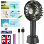 Electric Mini Handheld Usb Rechargeable Battery Operated Desk Cooling Fan Black