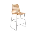 Fjordfiesta - Scandia Kitchen Stool 65 cm Natural Oak Veneer / Satin Chrome - Barstoler - Hans Brattrud - Tre farget - Metall/Tre