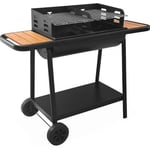 Barbecue noir charbon de bois Lucien noir. récupérateur de cendres. 2 tablettes. 2 grilles de cuisson. L 123 x P 56 x H 97cm