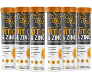 Vitamin C 1000mg & Zinc 15mg Orange Flavour Effervescent (6 Tubes of 20 Tablets)