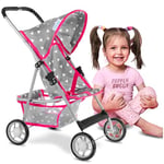 Kinderplay Poussette Poupee, Poussette Jouet - Poussette Landeau Bebe pour Poupée pour Poupon, Poignée 56cm, avec Prise Souple, Construction Légère et Stable, Landau, KP0280S