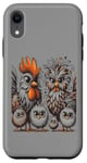 Coque pour iPhone XR Art de poulet amusant coloré d'Eagerlys, Crazy Chicken Family