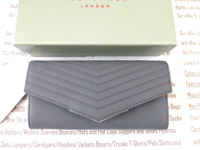 TED BAKER Quilted Flap Matinee Purse Ladie Kkattie Grey Leather Wallet BNIB R£89