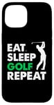 Coque pour iPhone 15 Eat Sleep Golf Repeat, Golf Tshirt for Women, Men, Golf Tee