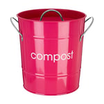 Premier Housewares 0510024 Bac à Compost avec Poignées et Godet Intérieur en Acier Galvanisé/Zinc/Plastique Fuchsia