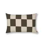 Ferm Living - Fold Patchwork Cushion - Dark Olive/Undyed - Pynteputer og putetrekk - Grønn