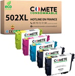 COMETE, Marque française - 502XL - Pack 5 Cartouche d'encre Compatibles avec Epson 502 XL Jumelles pour Epson XP-5100 XP-5105 XP 5100 XP 5105, Workforce WF-2860 WF-2865 (2 Noir et 3 Couleur)