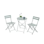 Ensemble de 2 chaises et table carrée pliante métallique de terrasse Bistreau gris 7house