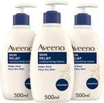 Aveeno Skin Relief Moisturising Body Lotion Bundle, 3 x 500ml, Brown, 3 x 500 m