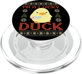 Funny Duck with Knife Meme - I'm a Lucky Duck Ugly Christmas PopSockets PopGrip for MagSafe