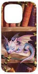 Coque pour iPhone 15 Pro Amateur de livres Cute Dragon Books Cottagecore Flower Bookworm