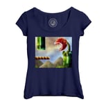 T-Shirt Femme Col Echancré Mario Niveaux Sanglants Jeux Video Plates Formes