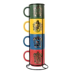 Grupo Erik Harry Potter Mug Set | 4 Porcelain Mugs & Metallic Stand | 30 cl / 300 ml / 10.8 oz - 3.54 x 3.15 inches / 9 x 8 cm | Coffee Mug | Tea Mug | Cool Gifts | Harry Potter Merchandise